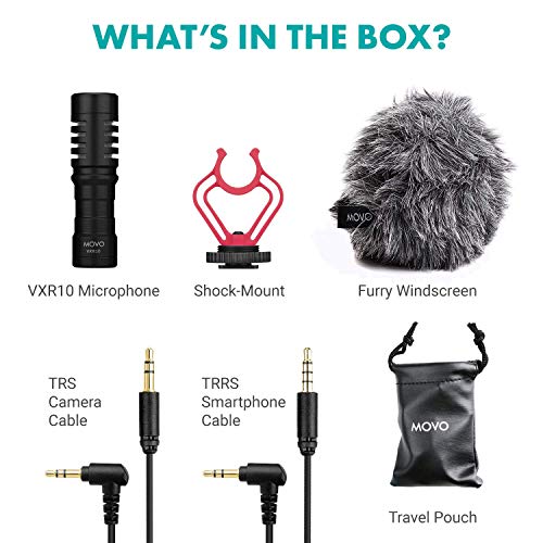 Movo VXR10 Universal Videomikrofon mit Vibrationsdämpfer Stoßdämpfer Schockhalterung, Tragetasche, für iPhone, Android Smartphones, Canon EOS, Nikon DSLR- perfektes Kameramikrofon, Richtrohrmikrofon – Bild 4