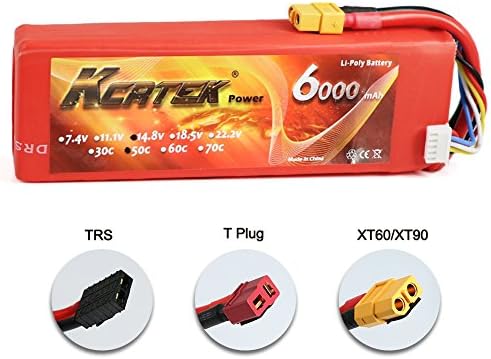 KCRTEK 14.8V 50C 4S 6000mAh Lipo battery with XT60 Plug for RC Airplane Helicopter RC Car RC Truck RC Boat and other RC model