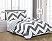 Chezmoi Collection 2-Piece Reversible Chevron Zig Zag Duvet Cover Set with Corner Ties (Twin, Grey)
