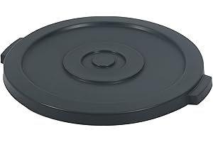 PLASTIC PRINCE Round Trash Can Lid, Compatible with 32 Gallon Wastebasket Garbage Can, Gray Plastic