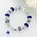 Naivo Designer Inspired Crystal Snake Chain Murano Glass Beads Charm Bracelet - 50 Shades of Love-Sapphire