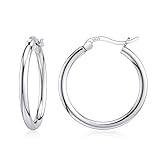 JIAYIQI Sterling Silver Hoop Earrings for Women 18K