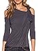 Clothink Women Gray and White Asymmetric neck Cold Shoulder Twist Ruched Blouse
