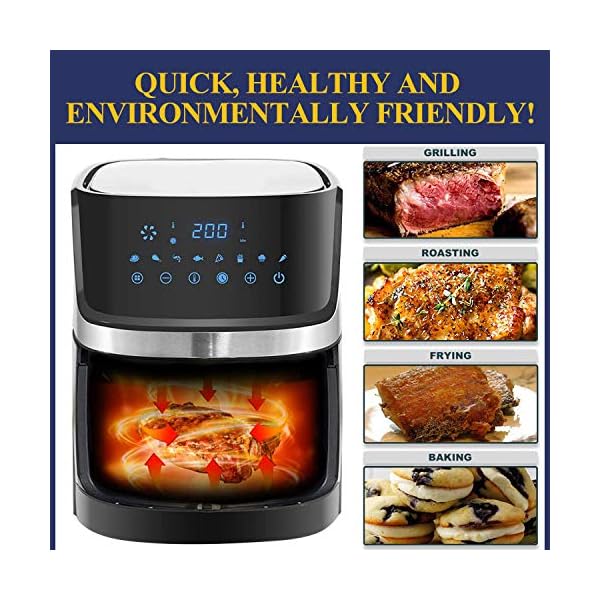 Air-Fryer-Elegant-Life-XXL-Electric-Hot-Air-Fryer-Oven-with-8-Presets-LED-Touch-Panel-5L-Non-Stick-Air-Frying-Basket-1-60-Mins-Timer-80-200-Temperature-Control-1700W-Black Air Fryer, Elegant Life XXL Electric Hot Air Fryer Oven with 8 Presets LED Touch Panel & 5L Non-Stick Air Frying Basket, 1-60 Mins Timer & 80-200℃ Temperature Control, 1700W, Black