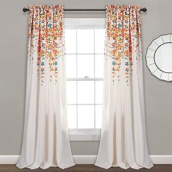 Lush Decor Weeping Flowers Room Darkening Window Panel Curtain Set (Pair), 84