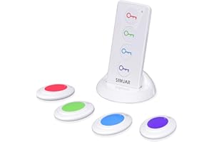 Key Finder with Extra 4 Long Chains, Simjar Wireless Remote Control RF Key Finder Locator for Keys Wallet Phone Glasses Luggage Pet Tracker, White