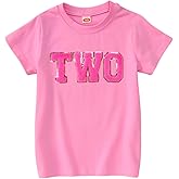 GLIGLITTR Toddler Baby Girls Birthday Shirt 2nd 3rd 4th Birthday Tshirt Two Three Four Bday Party Outfits Embroidery Tee Tops