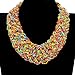 Fashion Chain Choker Collar Necklace Water Drop Olivary Resin Beads Bib Statement Chain Necklace(Colorful)