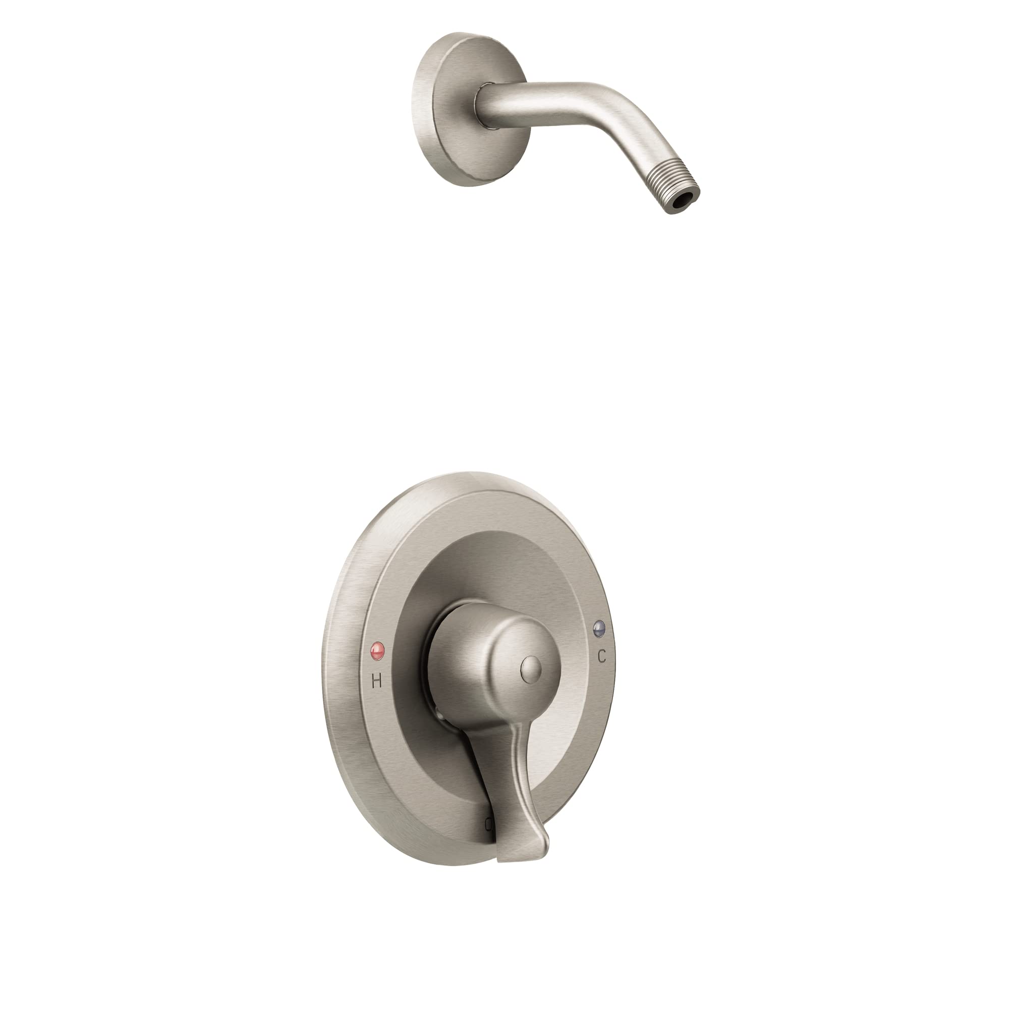 Photo 1 of Moen Commercial M-DURA Classic Brushed Nickel PosiTemp Shower Trim Kit Featuring Lever Handle and Shower Arm, without Showerhead, Valve Required, T8375NHCBN