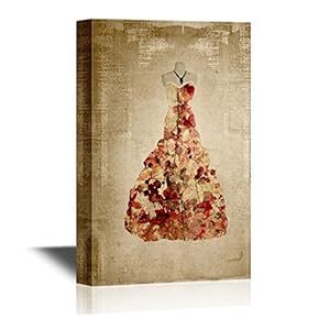 Double Exposure Wedding Dress with Flowers on Vintage Background
