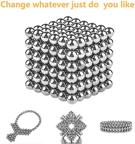 Magnetic Ball DIY Silver Magnetic Sculpture Toys with Diameter Puzzle Ball for Intelligence Patience Development and Stress Relief (3mm 216 Magnetic Balls)
