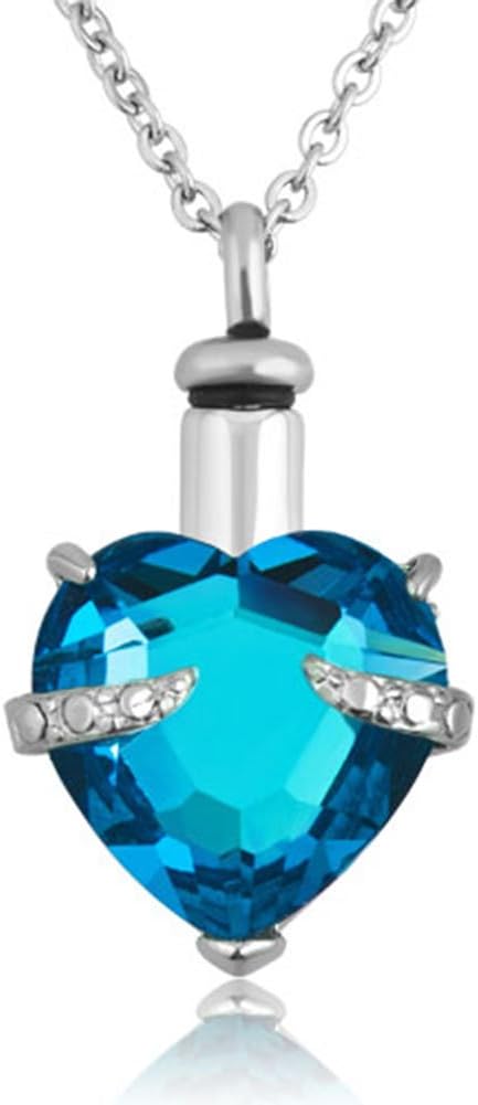 Moonlight Collections Faceted Heart Cut Keepsake Locket for Ashes Cremation Urn Necklace