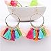 Tassel Earrings Boho Chic Drop Dangle, Brass Hoop and Rainbow Tassel Women Girls Jewelry for Casual Wear or Formal Dress