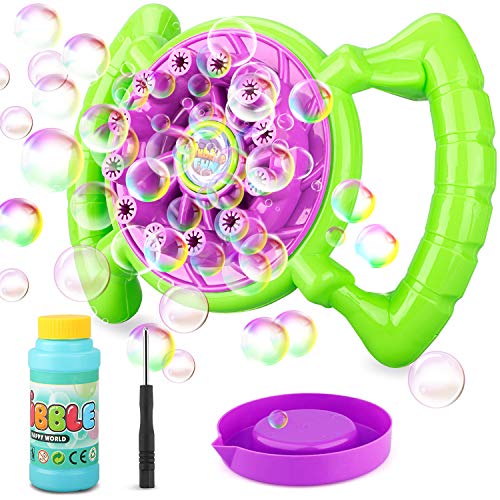 Vimpro Bubble Machine for Kids, Bubble Blower with Handle, 1 Bubbles Solution&Screwdriver Automatic Bubble Toys Small Bubble Maker for Birthday Party Wedding Gift 800 Bubbles per Minute
