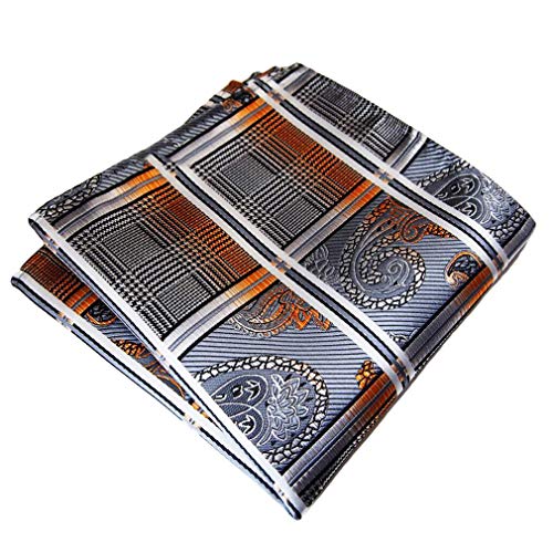 MOHSLEE Men's Grey Plaid Ascot Jacquard Woven Gift Cravat Ties Pocket Square Set - Thumbnail 3