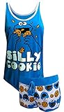 Sesame Street Cookie Monster Shortie Pajama Set for women (Medium)