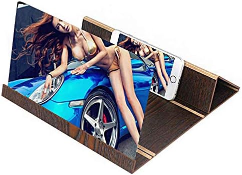 HD Mobile Screen Magnifier, 3D Magnifying Mobile Phone Movie Amplifier Collapsible Bracket for All Smartphone Wood