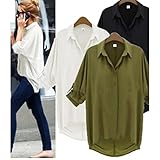 Yesido. Loose Large Size Women's Chiffon Shirt Long Sleeves Cardigan