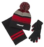 Sportoli Men's and Boys' Kids 3-Piece Striped Knit Cold Weather Accessory Set Warm Fleece Lined Pull On Hat Scarf and Gloves