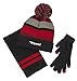 Sportoli Men's and Boys' Kids 3-Piece Striped Knit Cold Weather Accessory Set Warm Fleece Lined Pull On Hat Scarf and Gloves