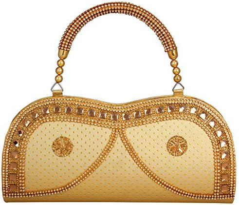 Party Wear, Fashion Fancy Stylish Women’s Hand Bag, Clutch (Golden)