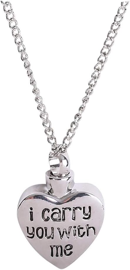 ManxiVoo “I Carry You with me”Love Heart Shaped Cinerary Casket Pendant Necklace Sculpture Heart Shaped Stainless Steel…
