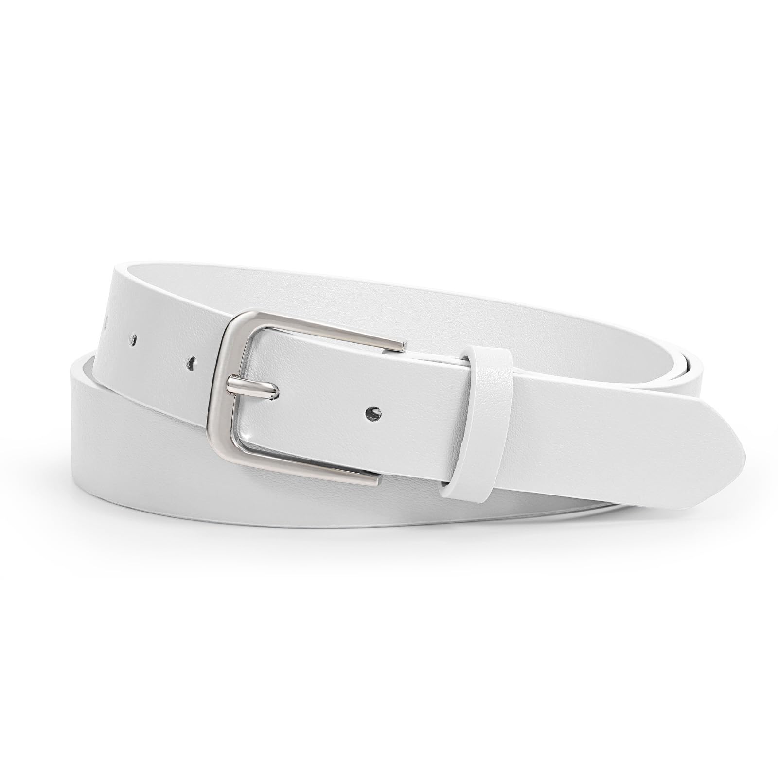 Photo 1 of WHIPPY Women Casual Leather Belt for Jeans Pants, Fashion Ladies Waist Dress Belt, White S