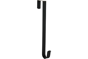 Aeranto Wreath Hanger for Front Door, Slim Over The Door Hook, Easy to Use and Reusable Holiday Wreath Holder for Christmas, Thanksgiving, Halloween and Daily Décor (12" Black, 1)