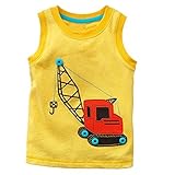 Yo Coco Boy's Yellow Sleeveless Cotton T-Shirts Cartoon Tank Tops