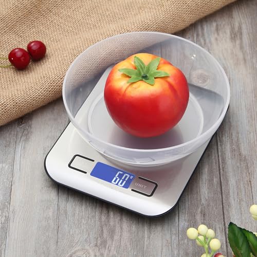 DQST Bascula Digital Cocina, Báscula para Alimentos, Utilizable con Carga USB y Batería (incluida), con Pantalla LCD, 10 kg / 22 lbs, Precisión de 1 g, Una Bascula Gramera Imprescindible en la Cocina.