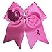 CN 7 Inch Jumbo Breast Cancer Awareness Cheer Bow Print Grosgrain Ribbon Hair Bows With Elastic Tie for cheerleader