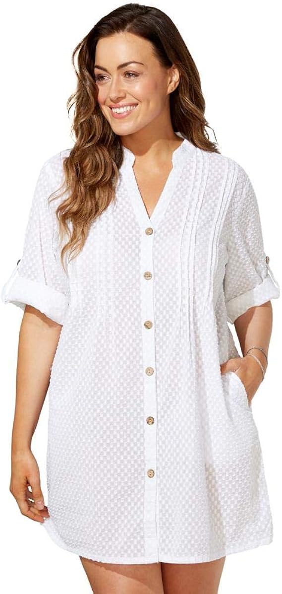 white button up swimsuit cover up