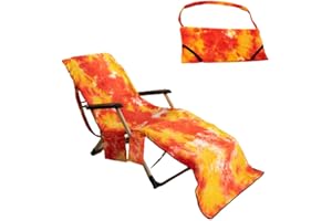 JVJQ Beach Chair Cover, Microfiber Chaise Lounge Towel Cover with Storage Pockets for Pool Sun Lounger Hotel Garden （ Tie-Dye）