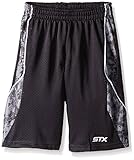 STX Boys' Mesh Athletic Short, UV44-Charcoal/Gray Print, 10/12
