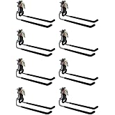 Rubbermaid Fasttrack Wall Mounted Garage Storage Utility Multi Hook for Tools, Chairs, Hose, Equipment, and Other Items, Supports 50 Lbs Each (8 Pack)