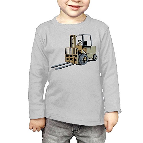ZheuO Boys & Girls Infant Forklift Truck - Lift Truck - Fork Truck Cozy 100% Cotton T-Shirts Unisex Gray 3 Toddler