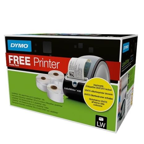 Dymo 1896042 LabelWriter 450 mit drei Etiketten-Rollen, weiß