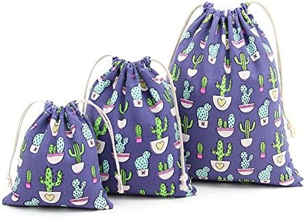 RoomDiary Drawstring Bags Home/Travel Organize Charger Headset Cable-Deepblue Cacti
