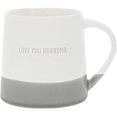 Pavilion Gift Company - Love You Grandma - 17 oz Organic Shaped Gray Dipped Stamped Letter Novelty Coffee Mug Tea Cup Stepgrandma Mimi Nana Grammy Gift From Grandkids Neutral Home Modern Present