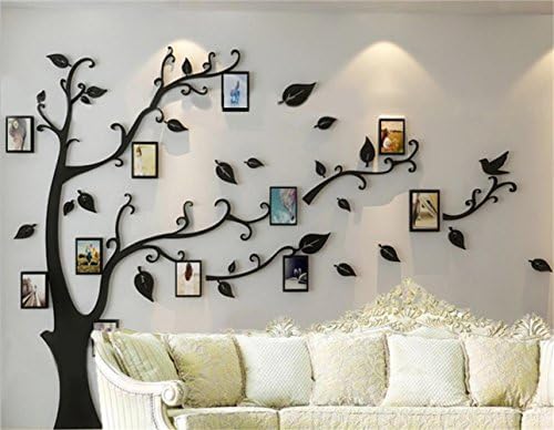 3D Picture Frames Family Hope Tree Wall Murals for Living Room Bedroom Sofa Backdrop Tv Wall Background,Removable Wall Art Sticker Home Decoration (Black Design 2)