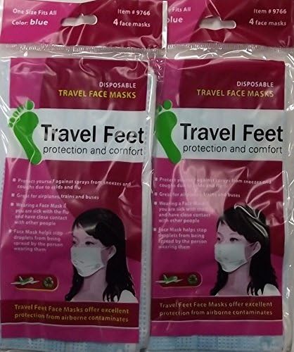Travel Feet Disposable Travel Masks 8 Masks 9766