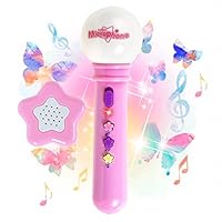 Digabi Musical Echo Microphone Toy with Player Portable Loudspeaker Karaoke Instrument Toy Playset for Kids(No.5006-Pink)
