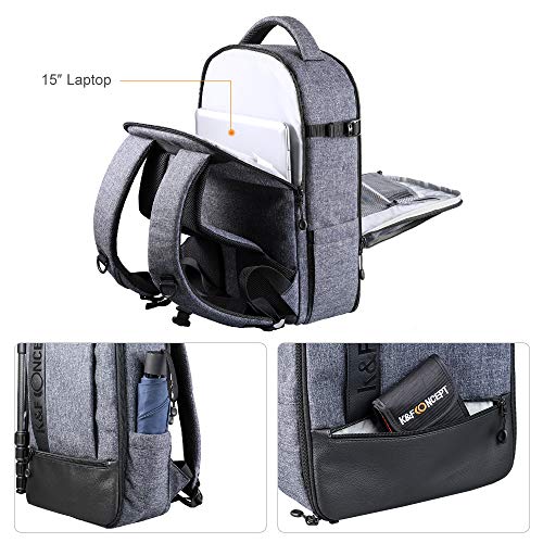 K&F Concept 15.7 Inch Backpack Professional Photography Backpack City Commute Backpack With Tripod Laptop Camera Bags Rain Cover