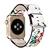 Bracelet for Apple Watch, National Black White Floral Printed Leather Watch Band 38mm 42mm Strap for Apple Watch Flower Design Wrist Watch Bracelet