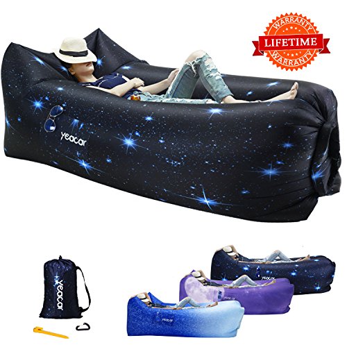 yeacar Inflatable Lounger Air Sofa, Portable Waterproof Indoor or Outdoor Inflatable Couch for Camping Park Hiking Travelling Picnics Pool Music Festivals and Beach Party