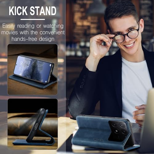 Monweicz Case for Xiaomi Poco X6 Pro 5G, [Magnetic Case], [Wallet Case], with Card Holder Stand Protective Flip Wallet Anti-Shock Case for Xiaomi Poco X6 Pro 5G-Blue