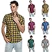 Bluetime Men's Short Sleeve T Shirts Casual Button Down Plaid Shirts