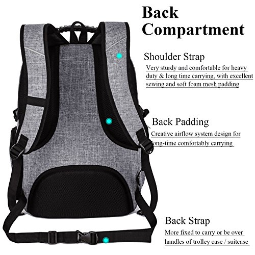 Laptop Backpack 18.4 Inch,SOCKO Nylon Water-Resistant Durable Travel Bag Hiking Knapsack Rucksack Backpack College Shoulder Back Pack for 18-18.4 Inches Laptop Notebook Computer,Grey
