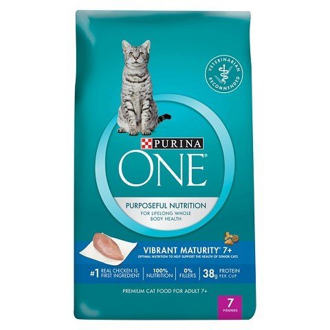 Purina ONE Vibrant Maturity 7+ Adult Premium Cat Food 7 lb. Bag SmartBlend/Purposeful Nutrition