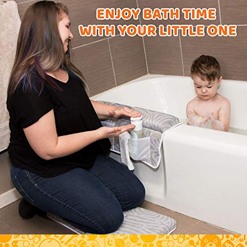 Bath Kneeler and Elbow Rest Set- 24" Extra Long, Bath Kneeling pad with Storage for Baby Bath Accessories, 1.5" Extra Thick Memory Foam, with 6 Strong Suction Cups to Hold arm Rest in Place. - Thumbnail 2